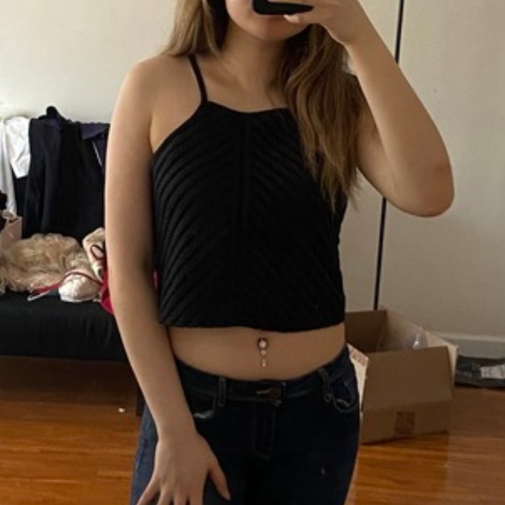 Missguided Black Chevron Crop Top